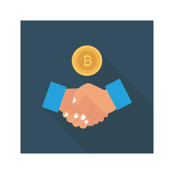Bitcoin Płaska Ikona Wektor Ilustracja Uścisk Dłoni — Wektor stockowy
