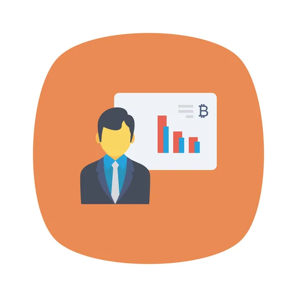 Bitcoin Flat Icon Vector Illustration Businessman — Stock vektor