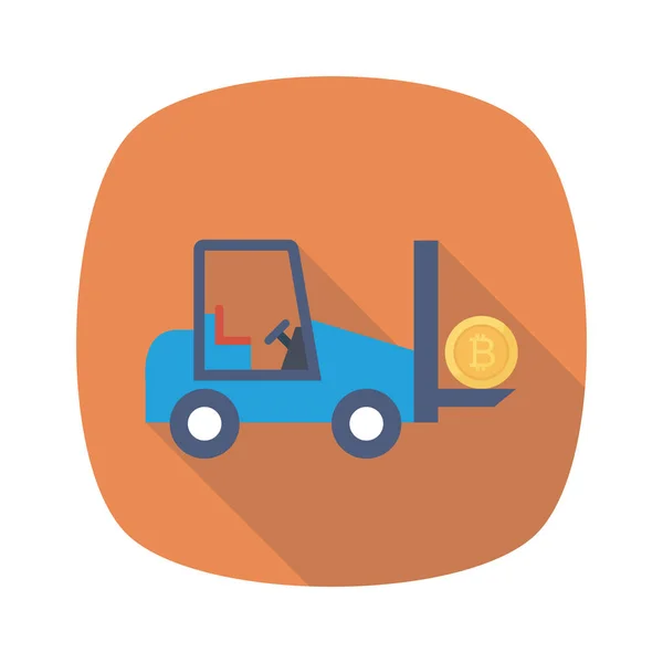 Płaska Ikona Bitcoina Ilustracja Wektora Samochód Ciężarowy — Wektor stockowy