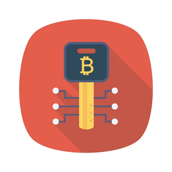 Concepto Bitcoin Icono Plano Ilustración Vectorial Tecla Bitcoin — Vector de stock