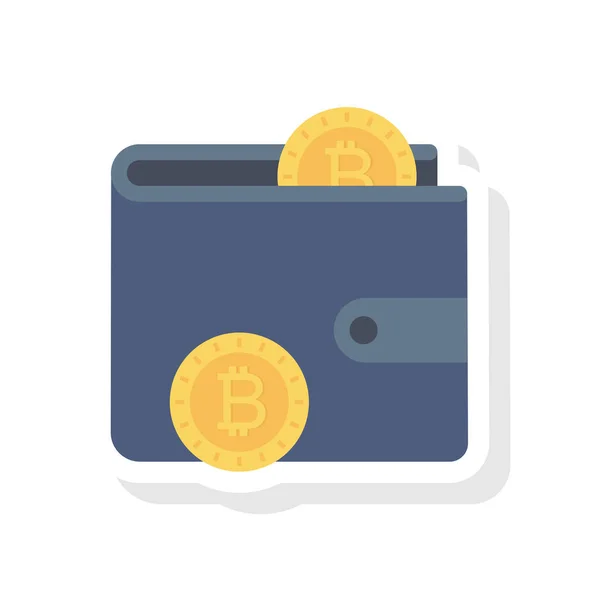 Bitcoin Icône Plate Vecteur Illustration Portefeuille — Image vectorielle