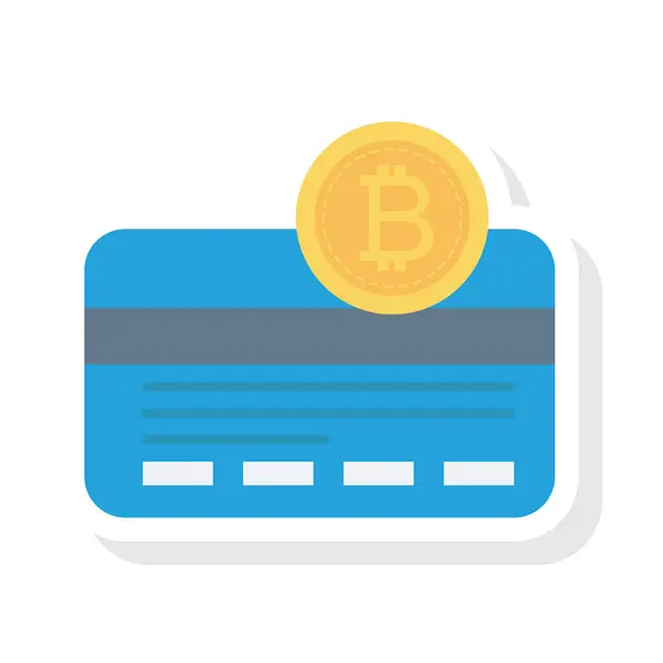 Bitcoin Icona Piatta Vettore Illustrazione Carta Credito — Vettoriale Stock