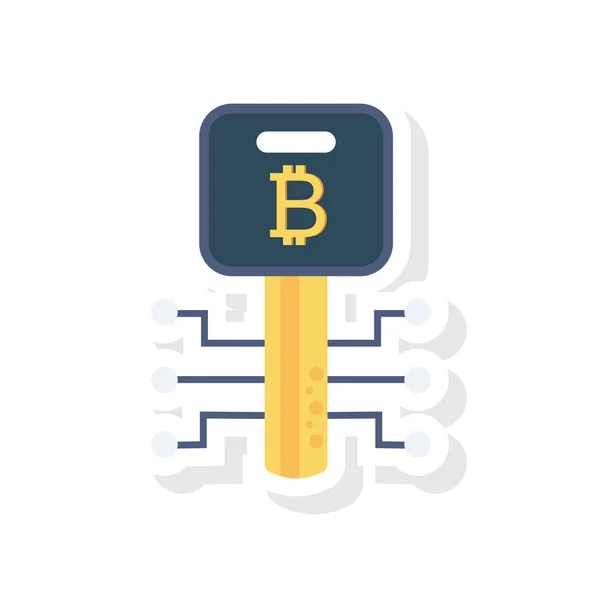 Bitcoin Flaches Symbol Vektor Illustration Schlüssel — Stockvektor