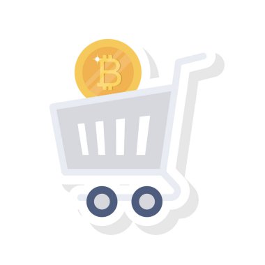 Bitcoin düz simgesi. Vektör çizimi. Benim.