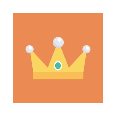 Vektör illüstrasyon düz simgesi. Ödül, taç 