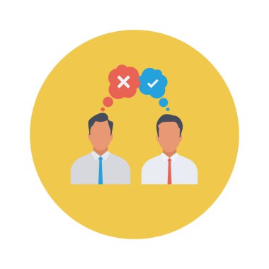 Vektör çizimi. Takım çalışması düz daire simgesi. iş adamları