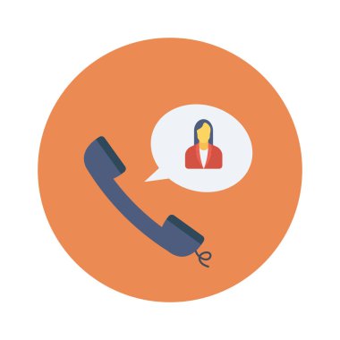 Vektör çizimi. Takım çalışması düz daire simgesi. Telefon görüşmesi 