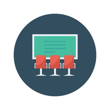 Vektör çizimi. Takım çalışması düz daire simgesi. Toplantı odası 