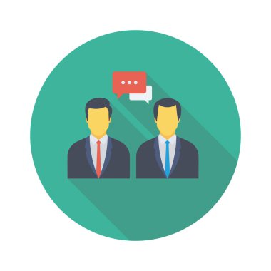 Vektör çizimi. Takım çalışması düz daire simgesi. iş iletişimi 