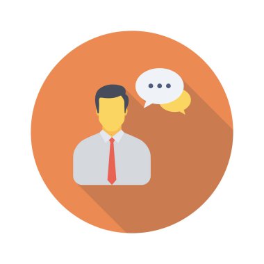 Vektör çizimi. Takım çalışması düz daire simgesi. İş adamı sohbeti 