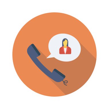 Vektör çizimi. Takım çalışması düz daire simgesi. Telefon görüşmesi