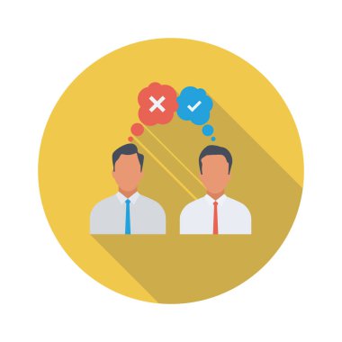 Vektör çizimi. Takım çalışması düz daire simgesi. iş adamları