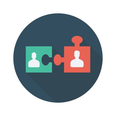 Vektör çizimi. Takım çalışması düz daire simgesi. bulmacalar