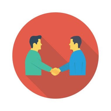 Vektör çizimi. Takım çalışması düz simgesi. İş adamları el sıkışıyor 