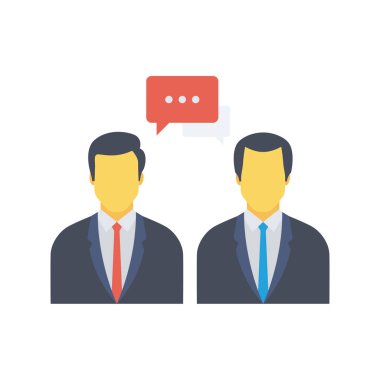 Vektör çizimi. Takım çalışması düz simgesi. İş adamları konuşuyor. 