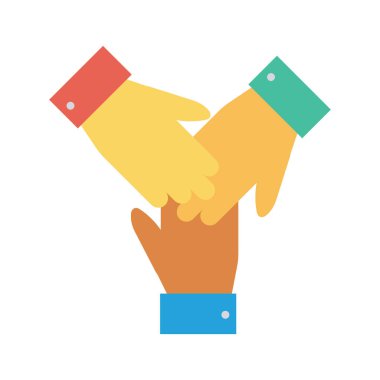 Vektör çizimi. Takım çalışması düz simgesi. Eller