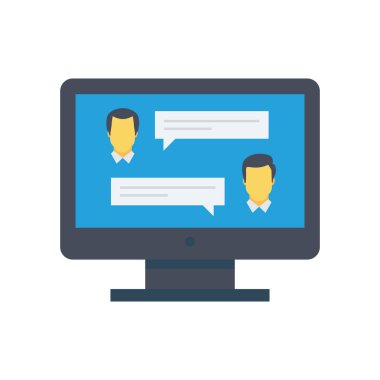 Vektör çizimi. Takım çalışması düz simgesi. İş adamları sohbet eder