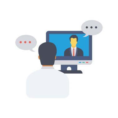 Vektör çizimi. Takım çalışması düz simgesi. video çağrısı