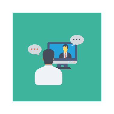 Vektör çizimi. Takım çalışması düz simgesi. video çağrısı 