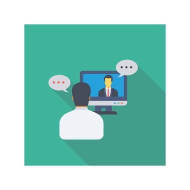 Vektör çizimi. Takım çalışması düz simgesi. video çağrısı