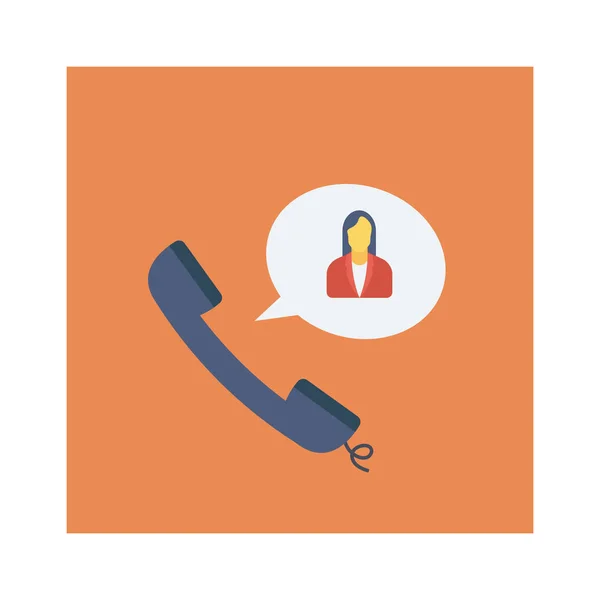 Vector Illustration Teamwork Flat Circle Icon Phone Call — Stock Vector