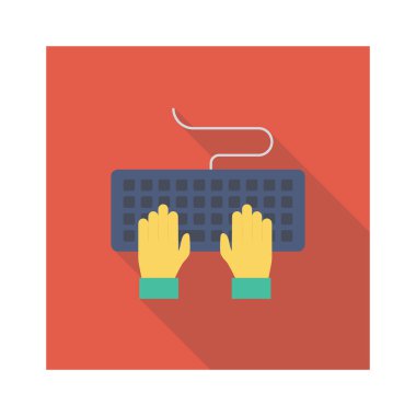 Vektör çizimi. Takım çalışması düz simgesi. Eller klavyede. 