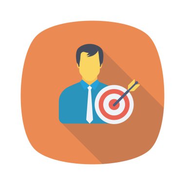 Vektör çizimi. Takım çalışması düz simgesi. Hedefi olan adam