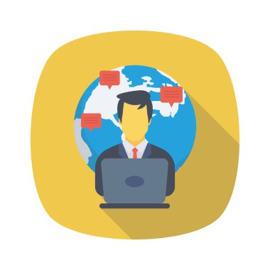 Vektör çizimi. Takım çalışması düz simgesi. İş adamı sohbeti 