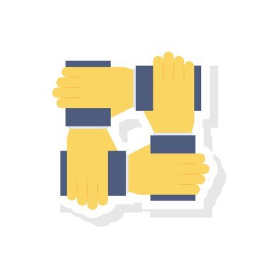 Vektör çizimi. Takım çalışması düz simgesi. El ele tutuşun 