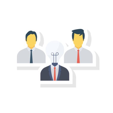 Vektör çizimi. Takım çalışması düz simgesi. Fikri olan iş adamları