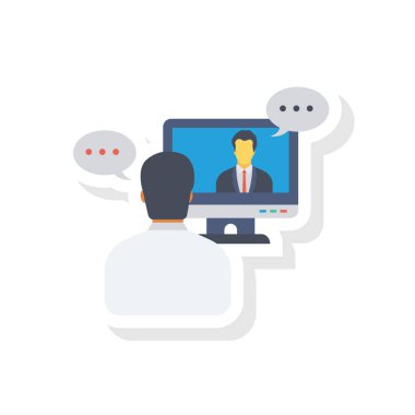 Vektör çizimi. Takım çalışması düz simgesi. video çağrısı