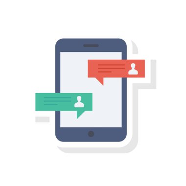 Vektör çizimi. Takım çalışması düz simgesi. akıllı telefon ile sohbet