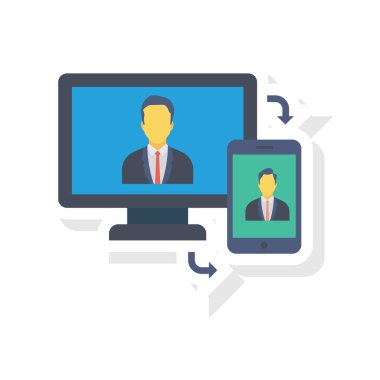 Vektör çizimi. Takım çalışması düz simgesi. bilgisayar ve tablet