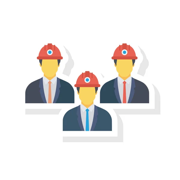 Vector Illustration Teamwork Flat Icon Businessmen Helmets — Stock Vector