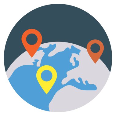 İğne & Dünya için İş Yönetimi Düz simgesi 