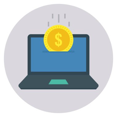 Çevrimiçi & dolar için İş Yönetimi Düz simgesi