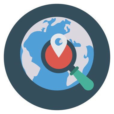 Dünya & Arama için İş Yönetimi Düz simgesi 