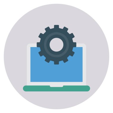 Bilgisayar & ayarı için İş Yönetimi Düz simgesi 