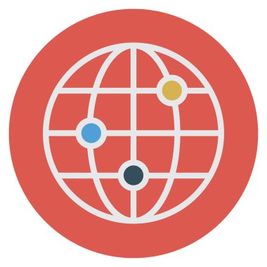 Dünya & bağlantısı için İş Yönetimi Düz simgesi 