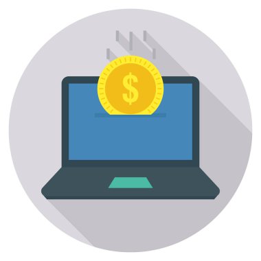 Çevrimiçi & dolar için İş Yönetimi Düz simgesi