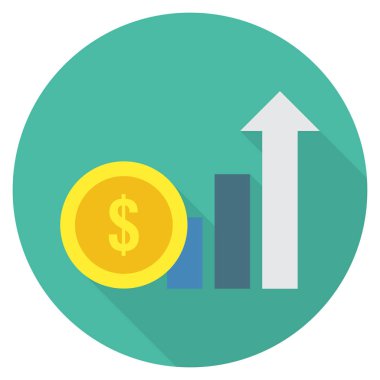 Dolar artışı için İş Yönetimi Düz simgesi