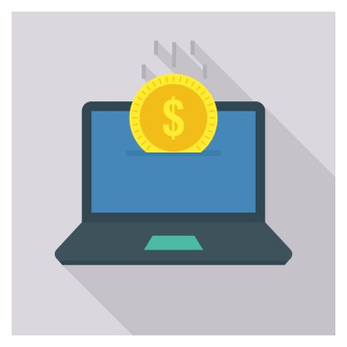 Çevrimiçi & dolar için İş Yönetimi Düz simgesi