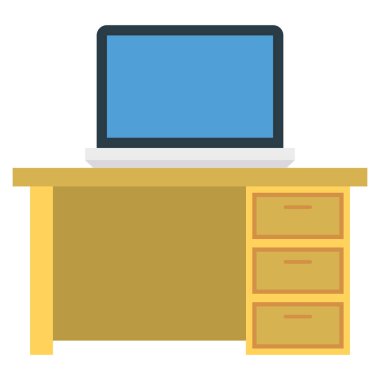 Bilgisayar & masası için İş Yönetimi Düz simgesi