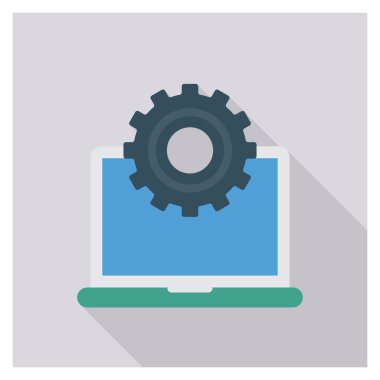 Bilgisayar & ayarı için İş Yönetimi Düz simgesi 