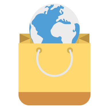 Alışveriş & Dünya için İş Yönetimi Düz simgesi