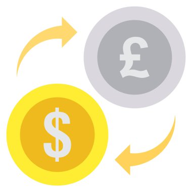Değişim & pound için İş Yönetimi Düz simgesi