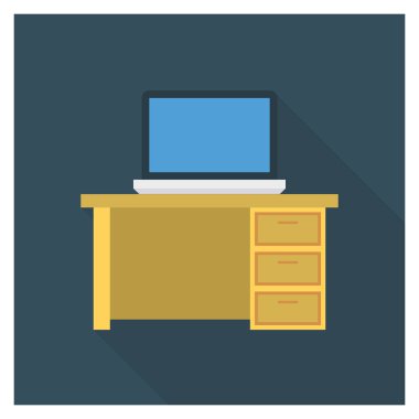 Bilgisayar & masası için İş Yönetimi Düz simgesi