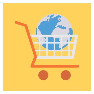 Tramvay ve alışveriş için İş Yönetimi Düz simgesi 