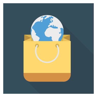 Alışveriş & Dünya için İş Yönetimi Düz simgesi