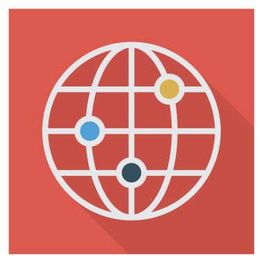 Dünya & bağlantısı için İş Yönetimi Düz simgesi 